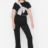 Trendyol Black Stripe Detailed Slit Knitted Sweatpants TWOAW23EA00013 Black L