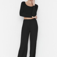 Trendyol Wide Leg Thin Knitted Sweatpants TWOAW23EA00033 Black XL