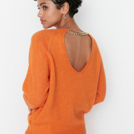 Trendyol Orange Back Detailed Knitwear Sweater Orange L