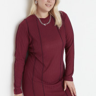 Trendyol Claret Red Knitted Dress TBBSS22AH00016 Purple 4XL