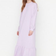 Trendyol Lilac Ruffle Detailed Crew Neck Knitted Dress TCTSS22EL00000 LILAC M
