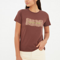 Trendyol Brown Printed Basic Knitted T-Shirt Brown XL