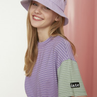 Trendyol Lilac Striped Loose Knitted T-Shirt LILAC XL