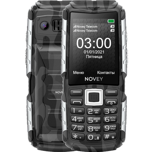 Кнопочный телефон Novey T300 Камуфляж-cеребряный