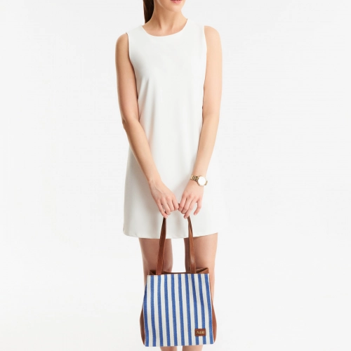 Striped tote bag - Navy Blue 3