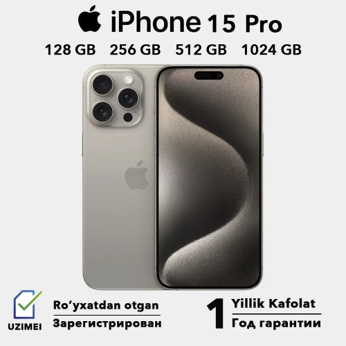 Smartfon Apple iPhone 15 Pro, 1024 GB, Tabiiy titan