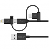 Кабель Belkin USB-A TO MICRO USB/LTG/USB-C,4,CHRG/SYNC CABLE (F8J050BT04-BLK)
