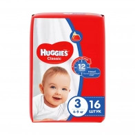 Tagliklar Huggies Classic 4-9 kg (razmer 3) 16 dona