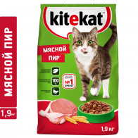 Сухой корм для кошек Kitekat, мясной пир, 1,9кг