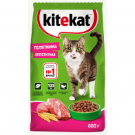 Сухой корм для кошек Kitekat, с аппетитной телятинкой, 0,8кг 0