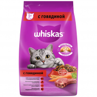 Сухой корм для кошек Whiskas Вкусные подушечки с нежным паштетом, говядина, 1.9 кг