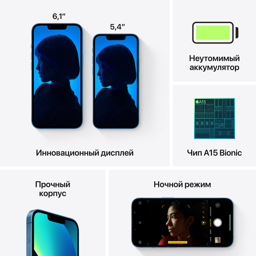 Smartfon Apple iPhone 13, 128 ГБ, Ko'k 5