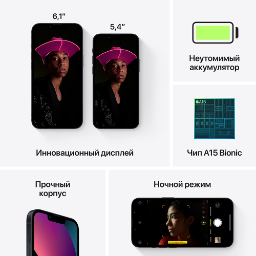 Смартфон Apple iPhone 13 mini, 128 ГБ, Тёмная ночь 5
