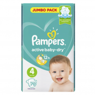 Подгузники Pampers Active Baby-Dry для малышей 9-14 кг, 4 размер, 70 шт 1