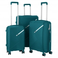 Набор чемоданов 2E, SIGMA,(L+M+S) 3 в 1, 4 колеса, аквамарин