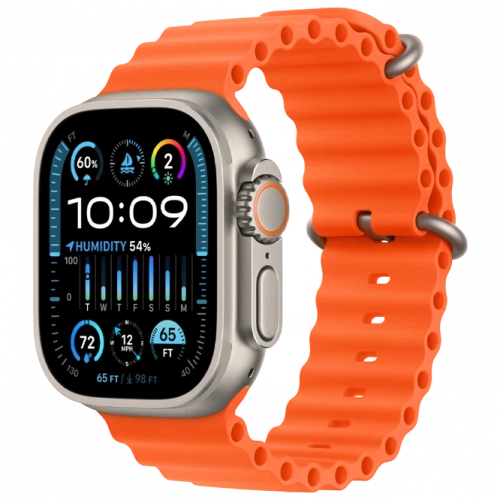 Смарт часы Apple Watch Ultra 2 Titanium Case with Orange Ocean Band, 49 мм, оранжевый
